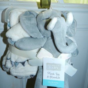 Hudson Baby Infant Elephant Gift Set Toy & Matching Baby Blanket  🆕NWT!
